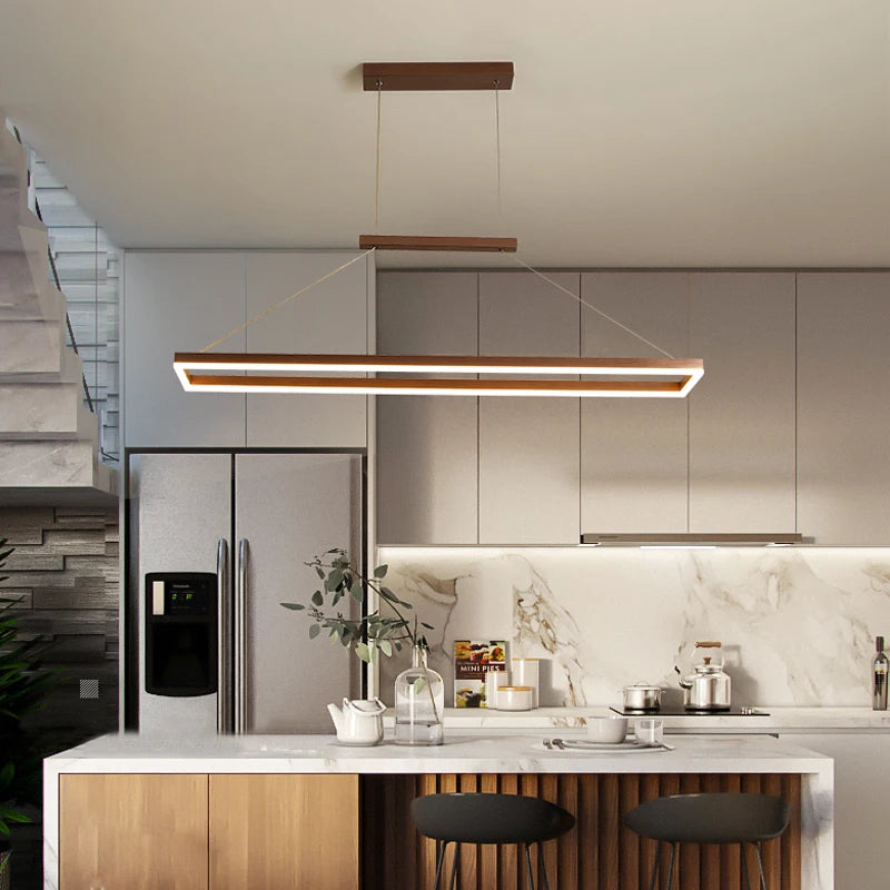 lustre moderne rectangulaire éclairage LED pour restaurant - vue 3 sur 8