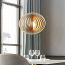 Minimalist wood LED Spherica pendant light for Nordic office