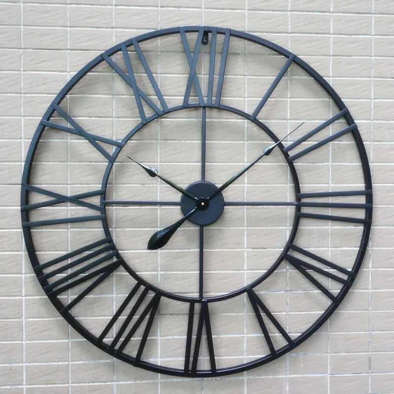horloge murale moderne 3d style rétro en fer noir décor intérieur - vue 7 sur 6