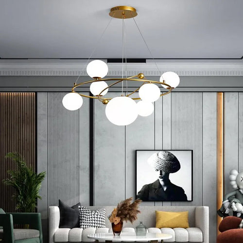 suspension LED nordique lustre en verre décoratif pour intérieur - vue 7 sur 10