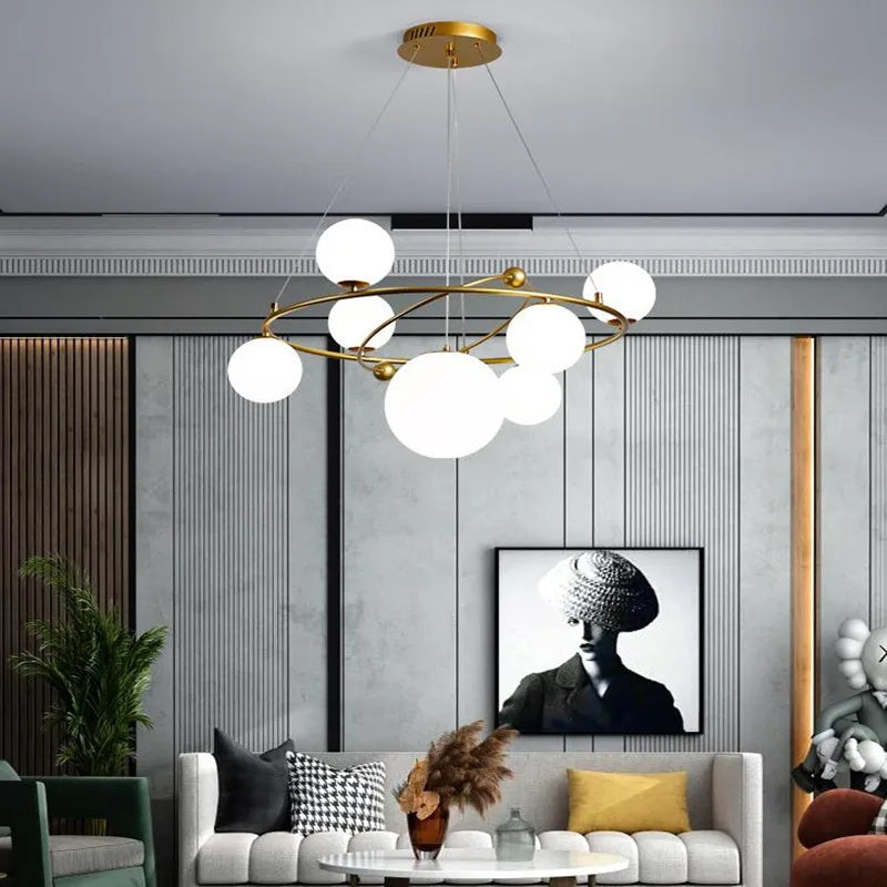 suspension LED nordique lustre en verre décoratif pour intérieur - vue 6 sur 10
