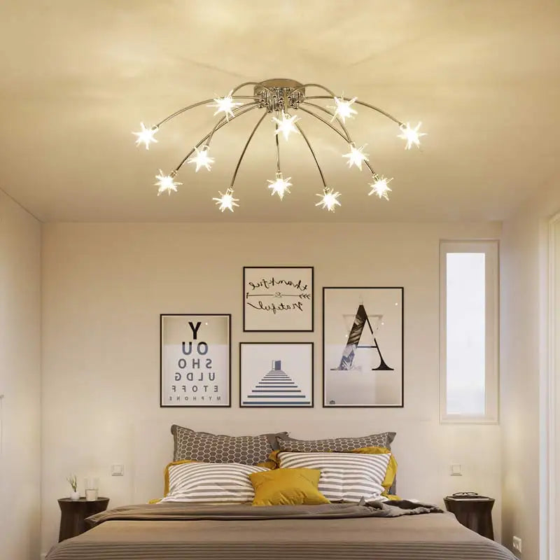 lustre moderne design chrome avec led pour éclairage maison - vue 5 sur 7