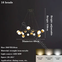 lustre led style nordique boule de verre moderne créatif galvanoplastie