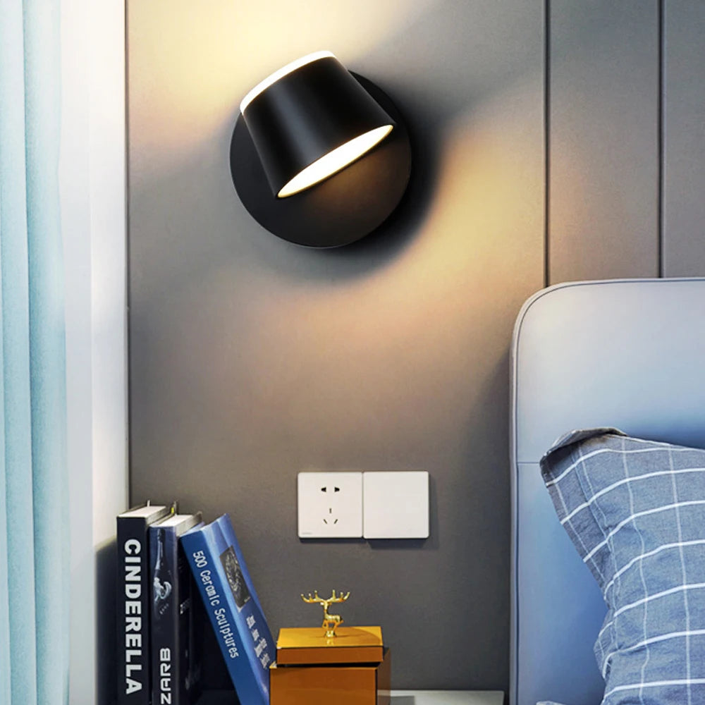 Nordique moderne intérieur applique murale LED lumière 360 ° réglable applique murale allée applique maison salon hôtel chambre éclairage décor - vue 3 sur 8