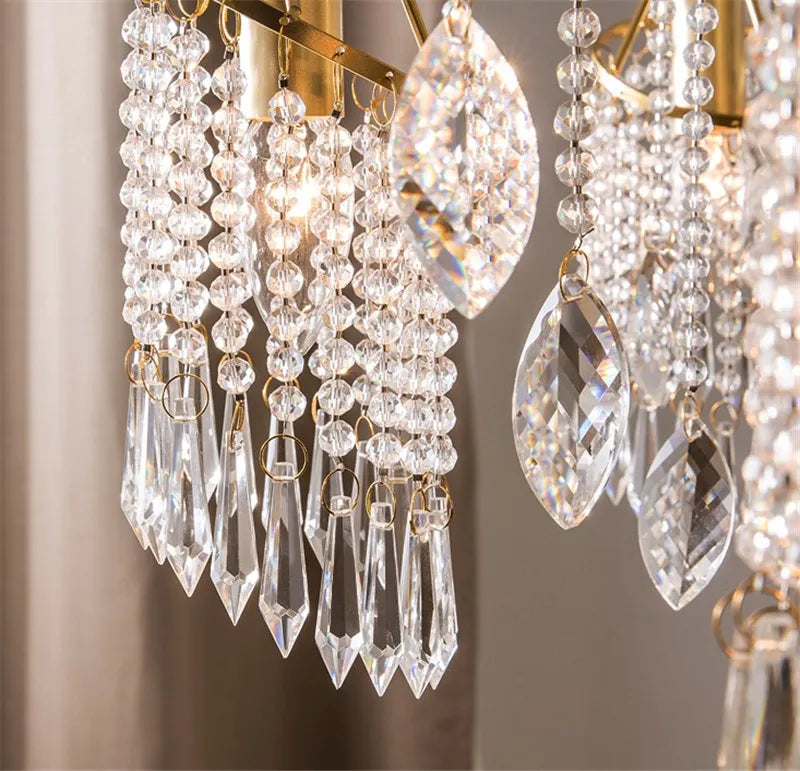 lustre suspendu en cristal et métal doré élégant - vue 10 sur 9