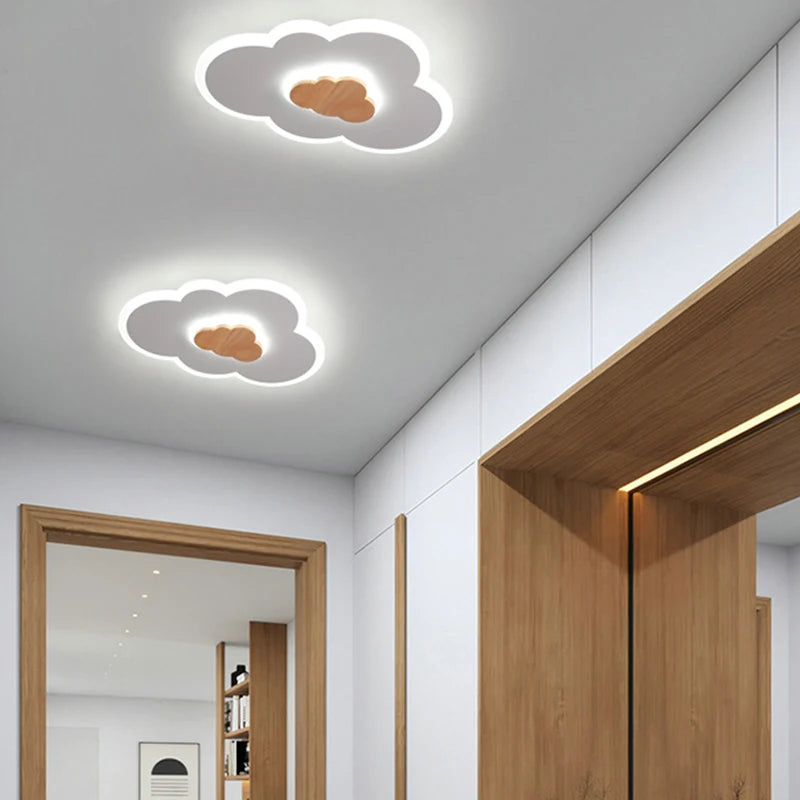 plafonnier led en bois dessin animé pour enfants - vue 4 sur 9