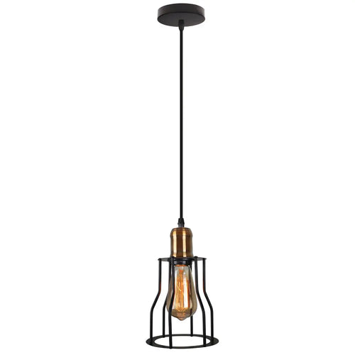Loft cage wall light with vintage shade for home and living room - vue 9 sur 8