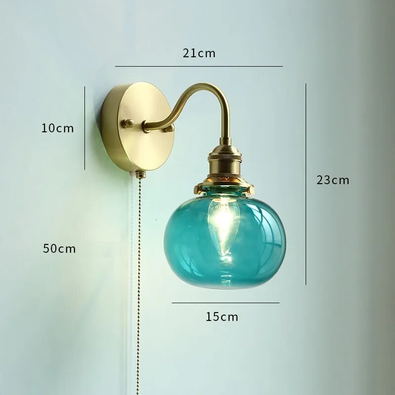 Éclairage LED verre salle bain nordique cuivre tirer interrupteur - vue 11 sur 23
