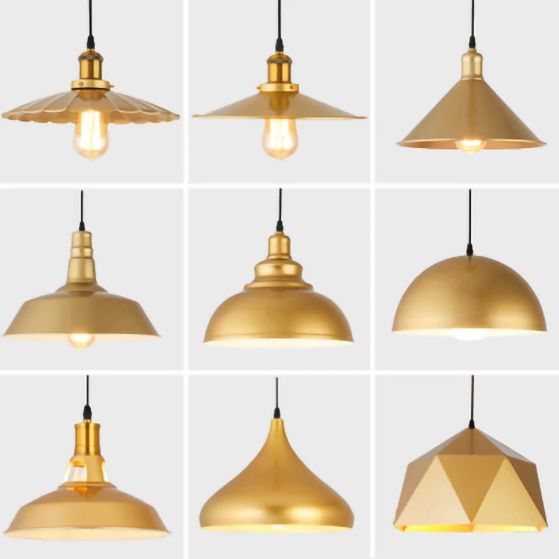 Nordique rétro E27 suspension LED lumière pays américain couleur or lustre en fer forgé intérieur maison chevet salon cuisine lampe - vue 11 sur 14