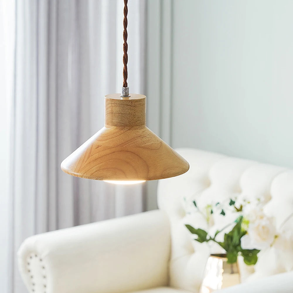 suspension luminaire led nordique moderne en bois pour décoration maison - vue 5 sur 7