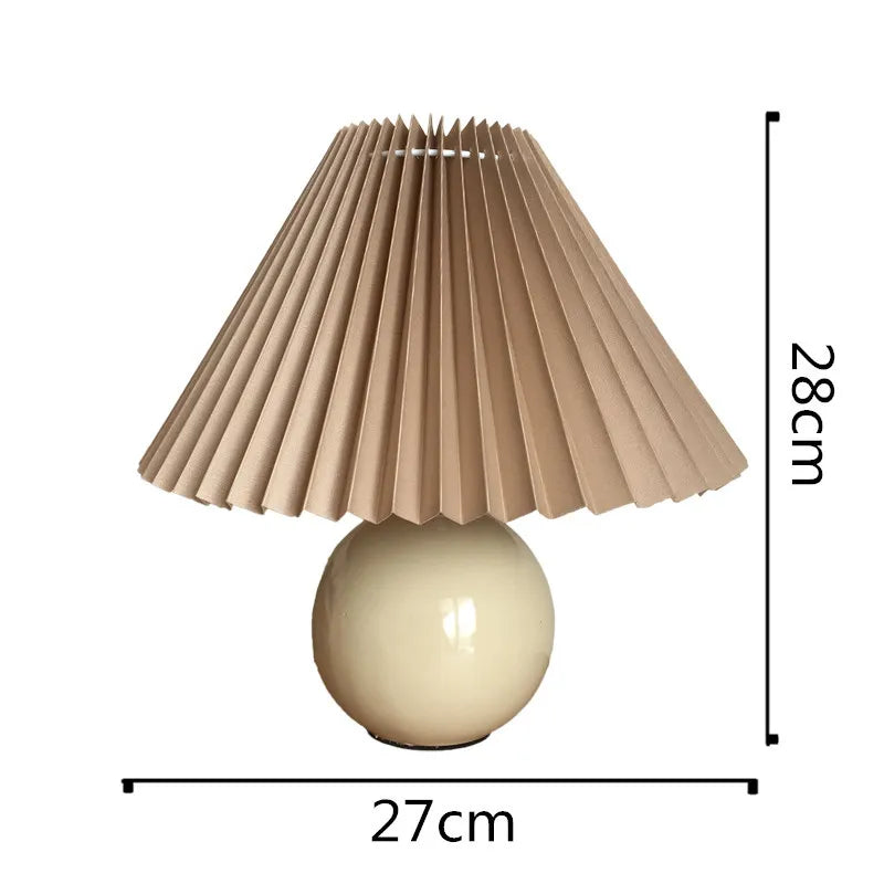 Lampe plissée bois rotin moderne LED bureau et table - vue 12 sur 21