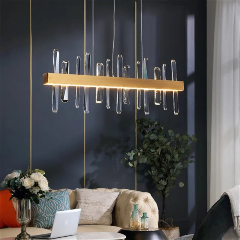 lustre en cristal k9 design art déco avec éclairage led - vue 3 sur 6