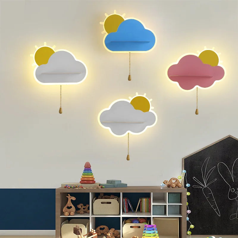 applique murale led enfants métal tirette rose-bleu-blanc - vue 3 sur 12