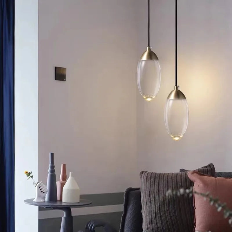 suspension moderne en laiton cristal design nordique pour intérieur élégant - vue 4 sur 7