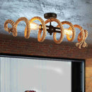 lustre rétro loft en corde de chanvre pour bar pub café