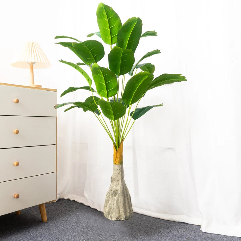 bananier artificiel tropical avec grandes feuilles en plastique - vue 8 sur 8