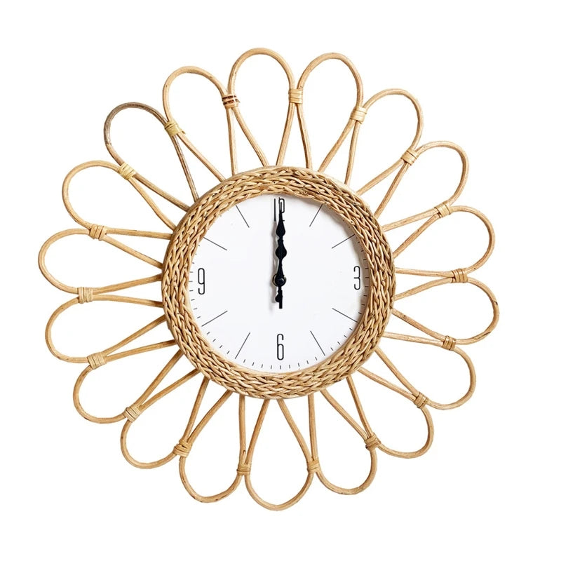 horloge murale en rotin tissé design simple à suspendre - vue 12 sur 11