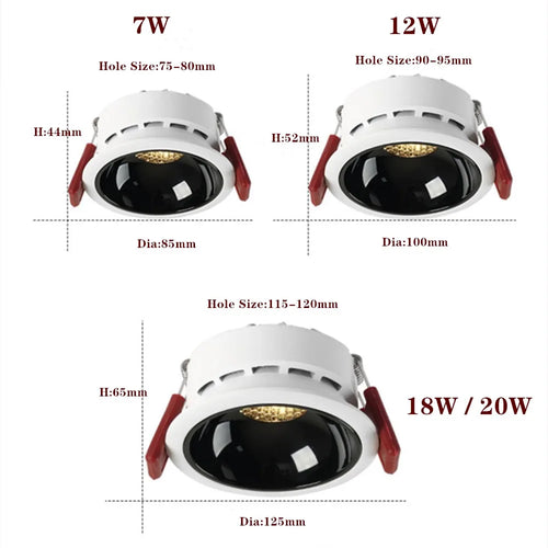 spot led encastrable plafond nid d'abeille sans éblouissement
