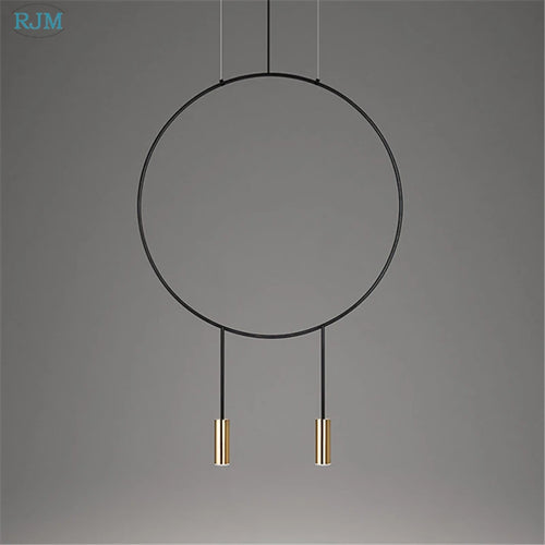 Nordic designer creative circular metal pendant light - vue 4 sur 12