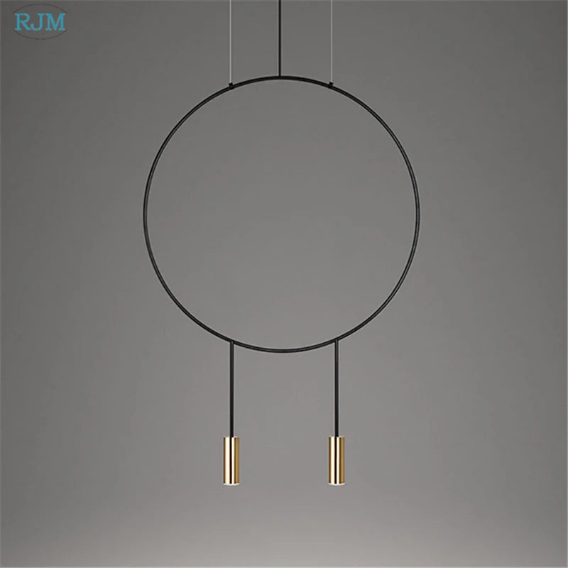 Nordic designer creative circular metal pendant light - vue 4 sur 12