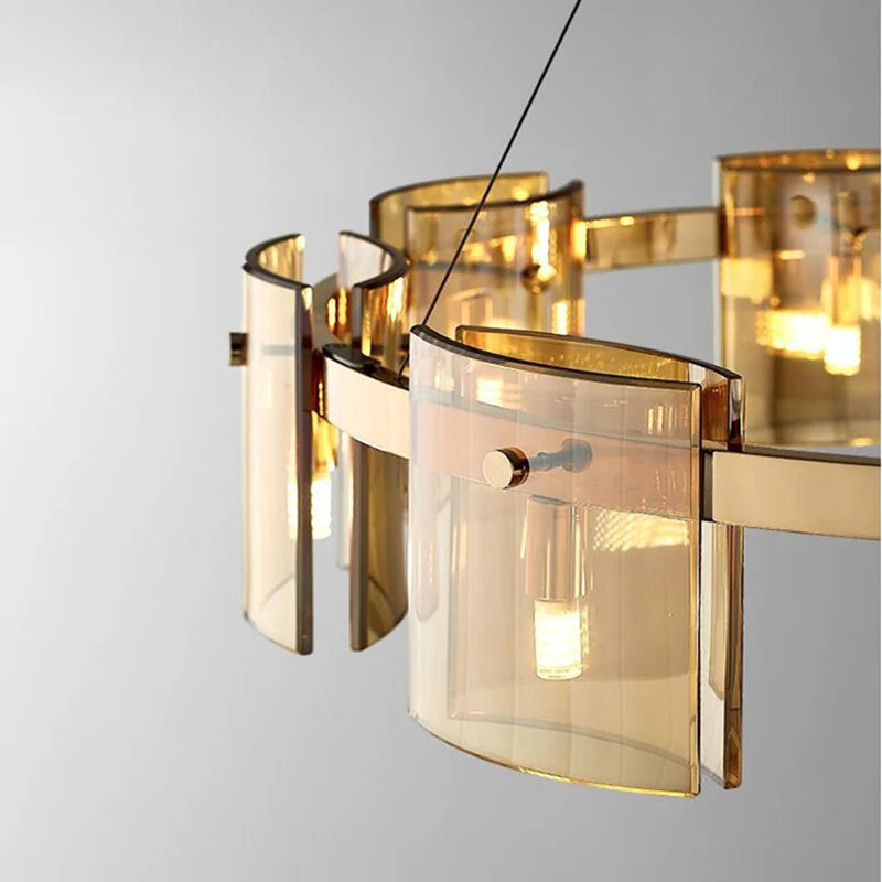 lustre led scandinave en cristal décoration d'intérieur luminaire - vue 7 sur 12