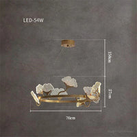 lustre en cuivre simple avec feuilles design led style chinois