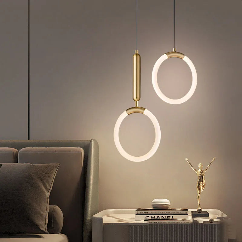 Nordique créatif suspension LED lumière 360 ° lueur chambre chevet Art lustre postmoderne suspension lampe de luxe - vue 3 sur 24