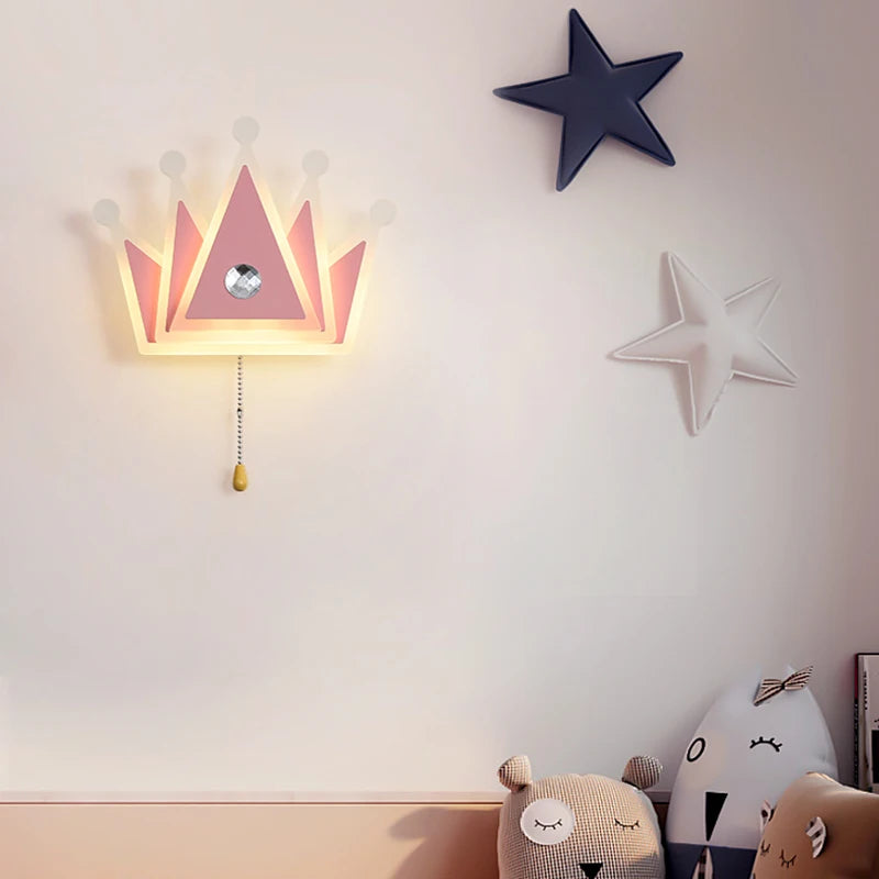 applique murale couronne dessin animé avec télécommande pour enfants filles - vue 5 sur 8