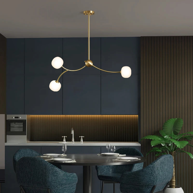 lustre de restaurant en cuivre design ambiance moderne pour intérieur - vue 6 sur 10