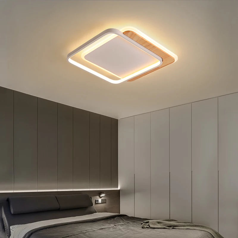 Lustres LED modernes lampes en bois véritable pour salon chambre décoration de la maison logement 	 luminaires d'intérieur