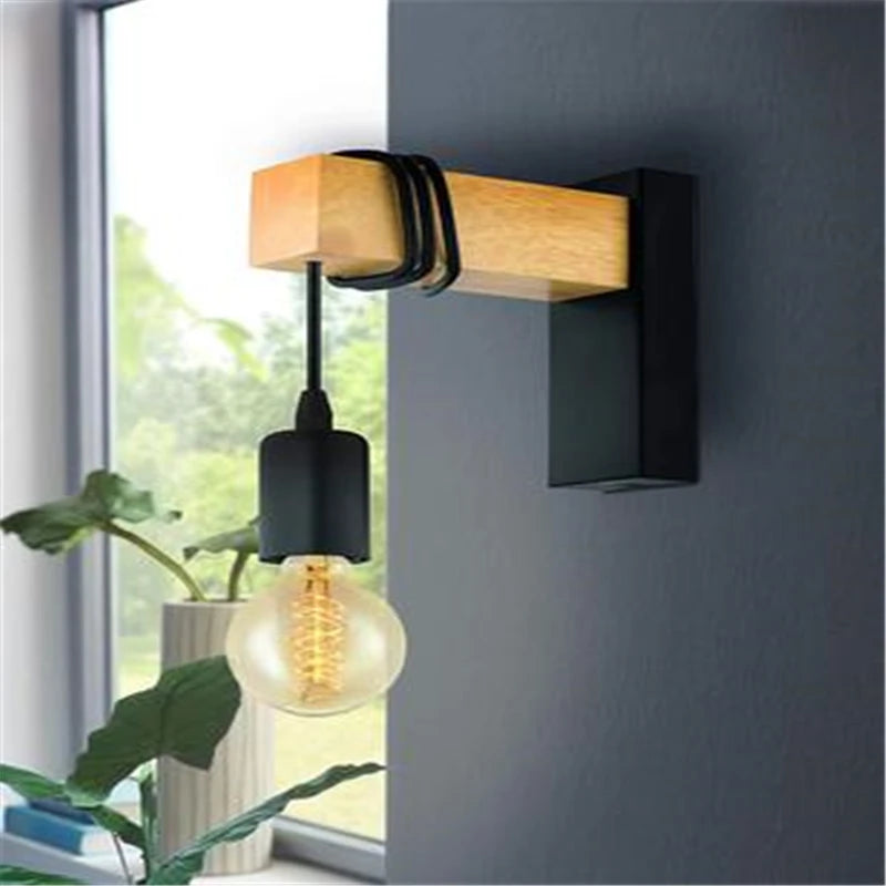 applique murale moderne en fer et bois décorative pour intérieur - vue 6 sur 5