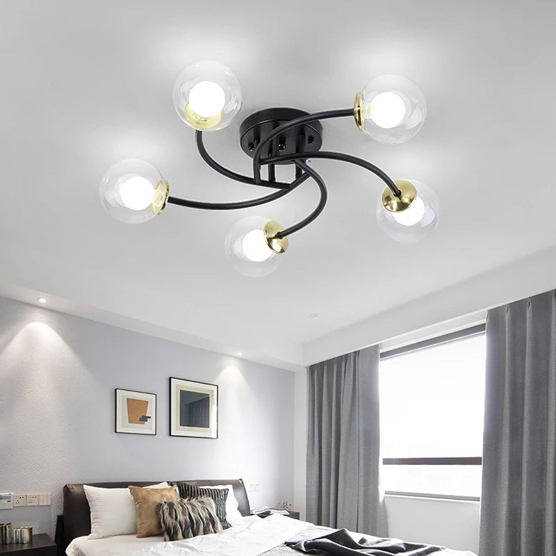plafonnier nordique simple en verre avec led moderne - vue 3 sur 12