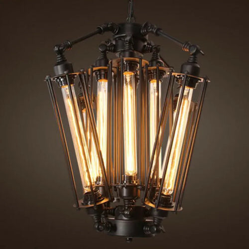 Suspension industrielle 8 têtes Loft lampe steampunk américaine café salle à manger Suspension en chaîne de fer Suspension de bar vintage