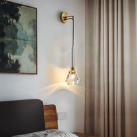 Nordic crystal and copper modern minimalist wall light