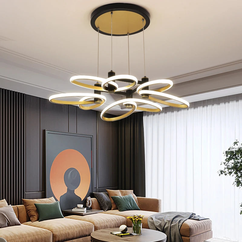 plafonnier moderne en pétale d'or pour intérieur décoratif - vue 5 sur 12