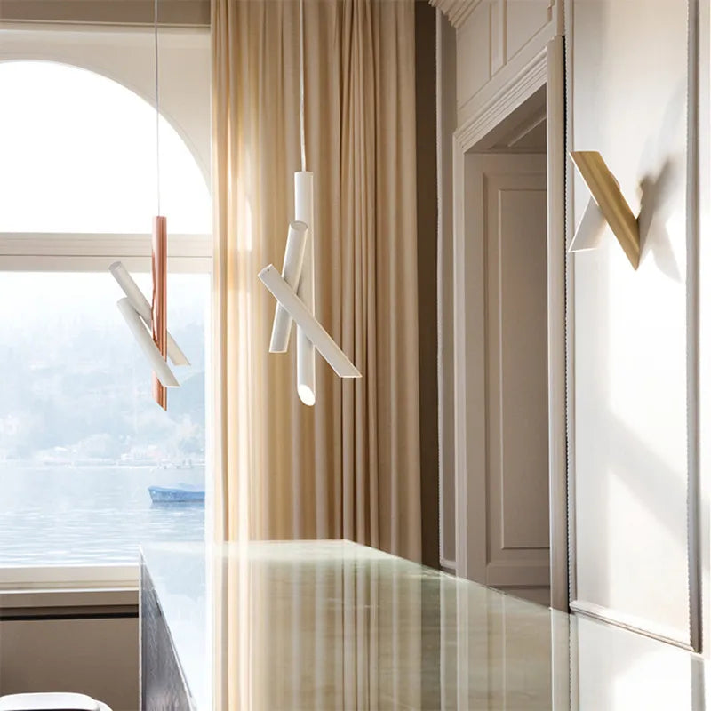 suspension moderne en métal design tubes créatifs pour intérieur - vue 6 sur 9