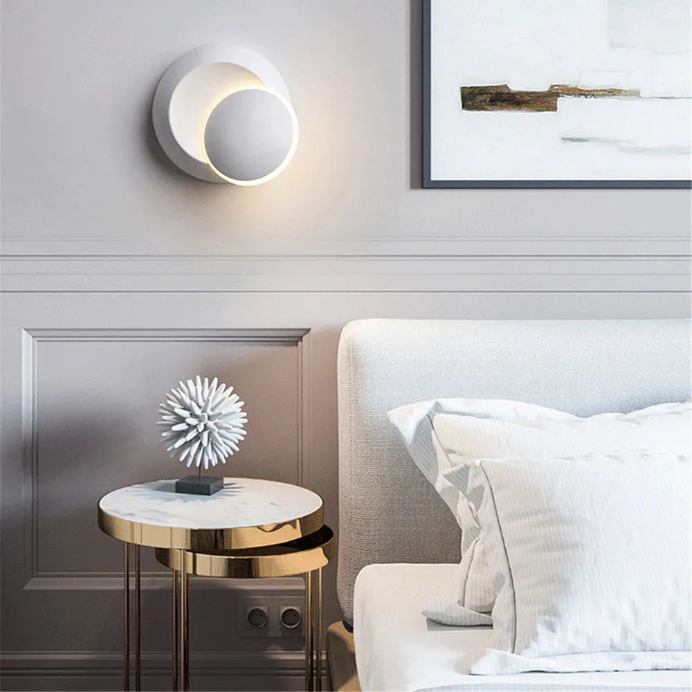 applique murale ronde rotative à led pour intérieur moderne - vue 3 sur 6