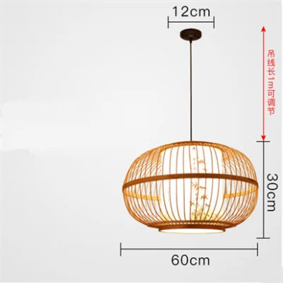 lanterne rustique japonaise osier bambou - vue 9 sur 9