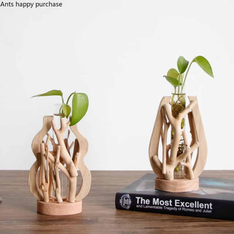 vase en bois massif fait main pour fleurs et décoration créative - vue 11 sur 14