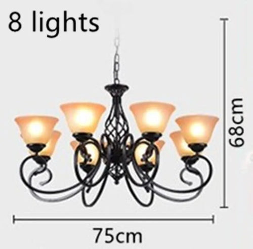 lustre vintage en fer style européen ampoule led traditionnel - vue 5 sur 6