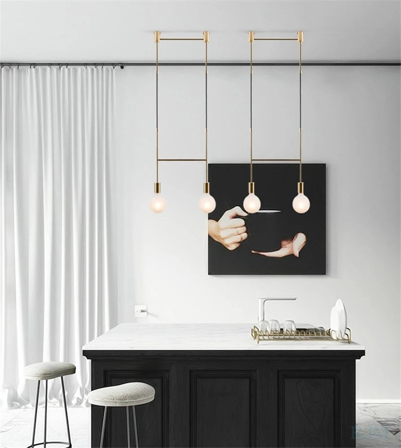 lustre nordique or moderne pour décoration noël luminaires maison - vue 5 sur 6