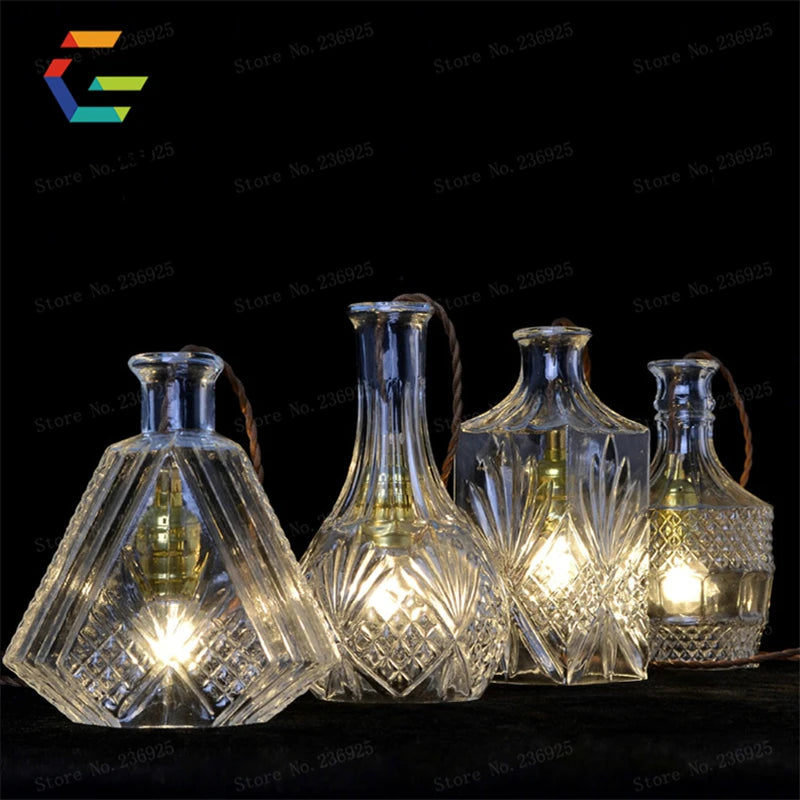 suspension led rétro vintage avec abat-jour en verre sculpté - vue 5 sur 10
