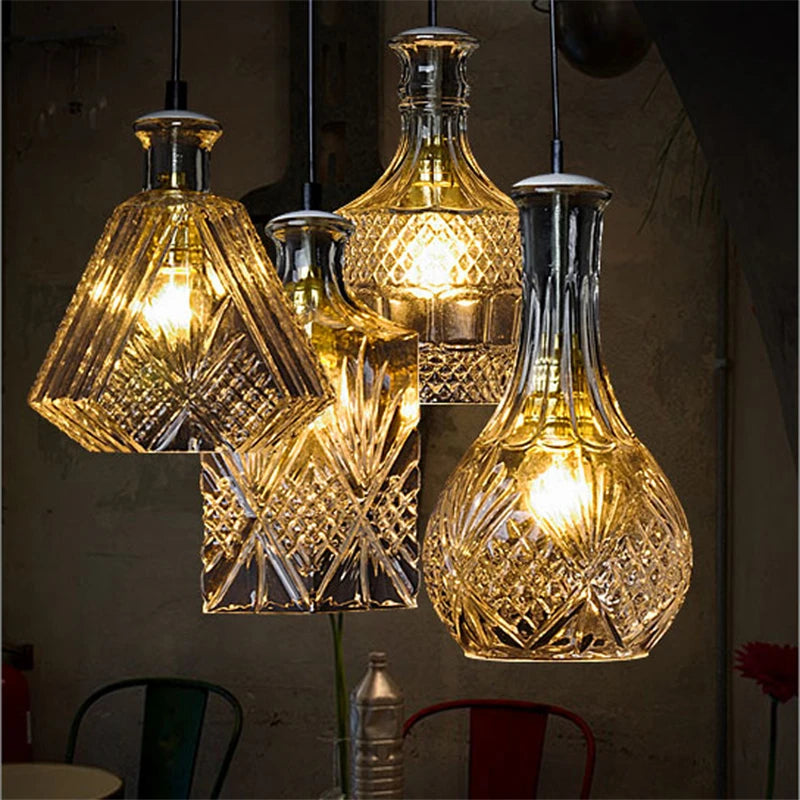 lustre nordique simple moderne industriel en verre pour bar café - vue 7 sur 10