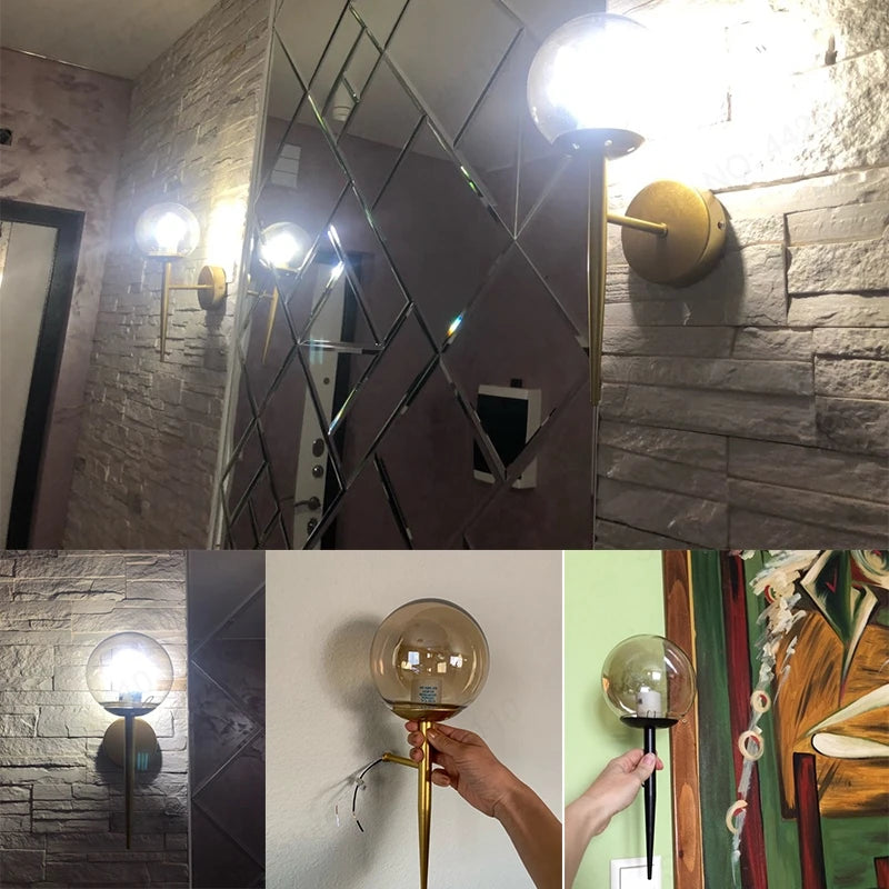 applique murale led boule verre moderne décoration intérieure nordique salon couloir - vue 5 sur 8