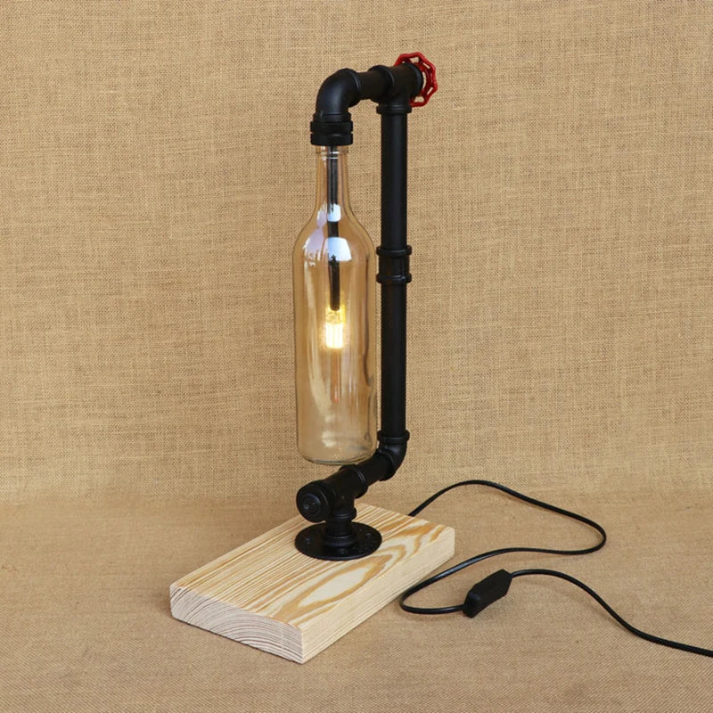 lampe de bureau vintage industrielle avec abat-jour en bouteille