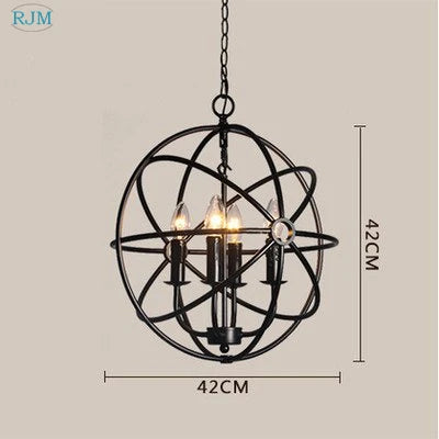 Vintage industrial chandelier with round cages for decorative lighting
