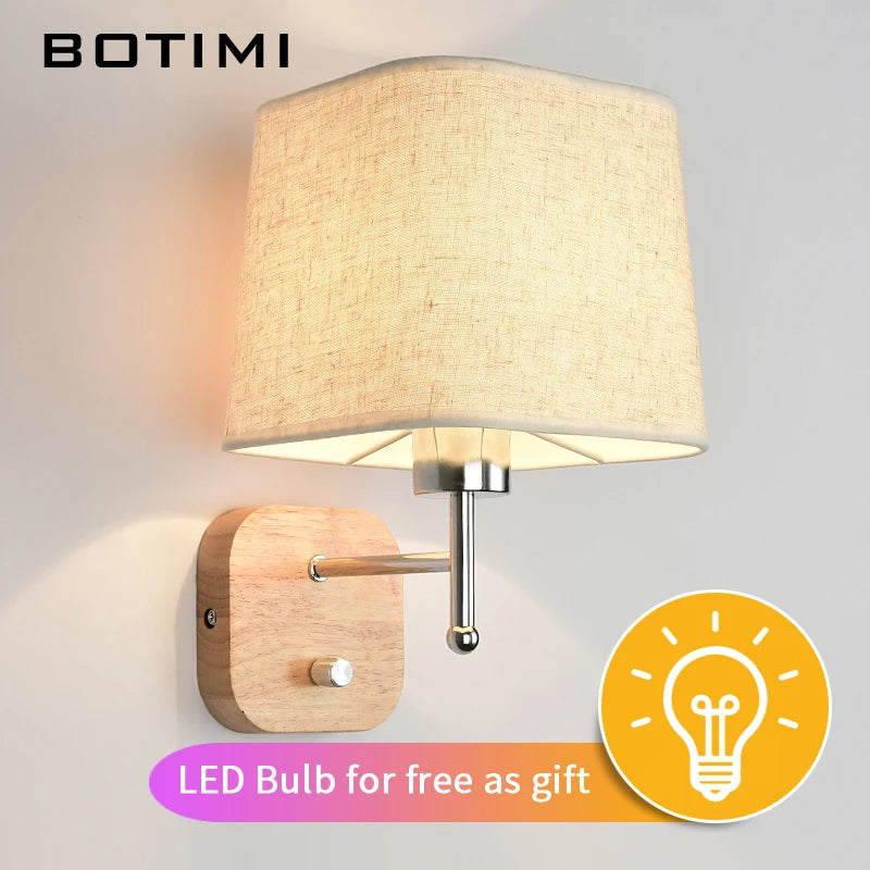 lampe applique murale led abat-jour tissu e27 maison - vue 5 sur 9