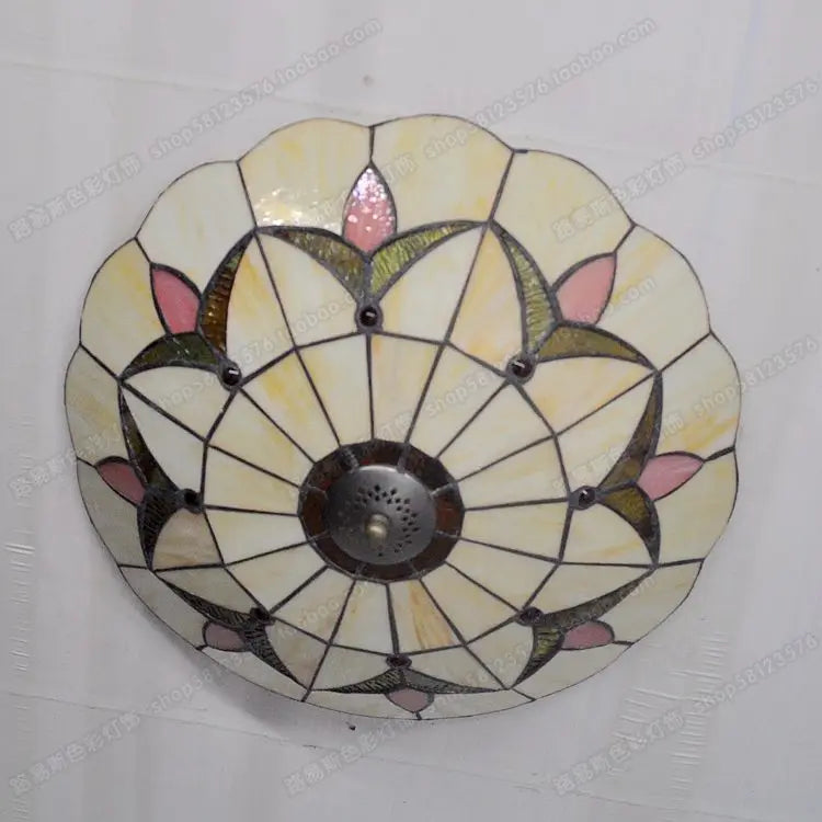 plafonnier antique en verre style tiffany pour décoration moderne - vue 4 sur 5