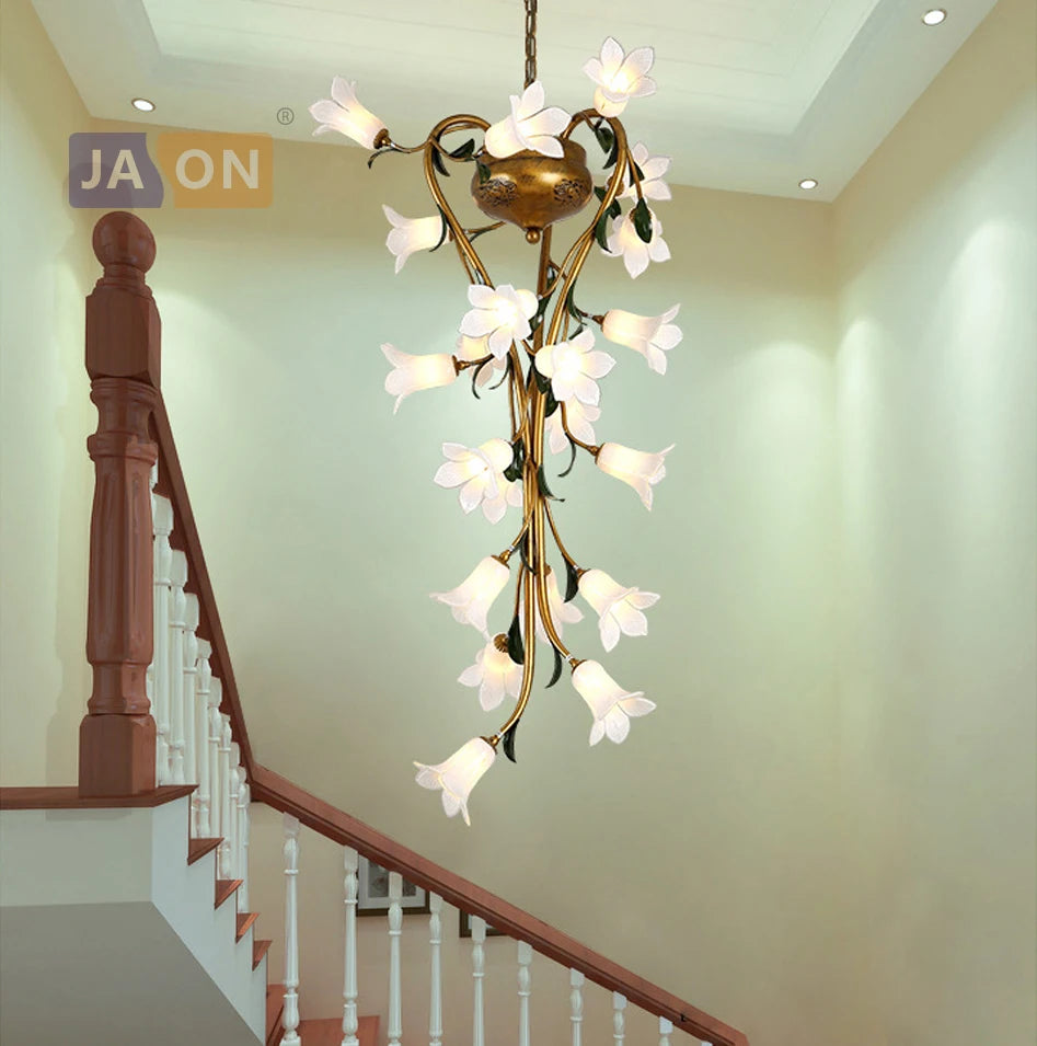 suspension en fer nordique avec verre lys tulipe camélia pour éclairage décoratif - vue 2 sur 12