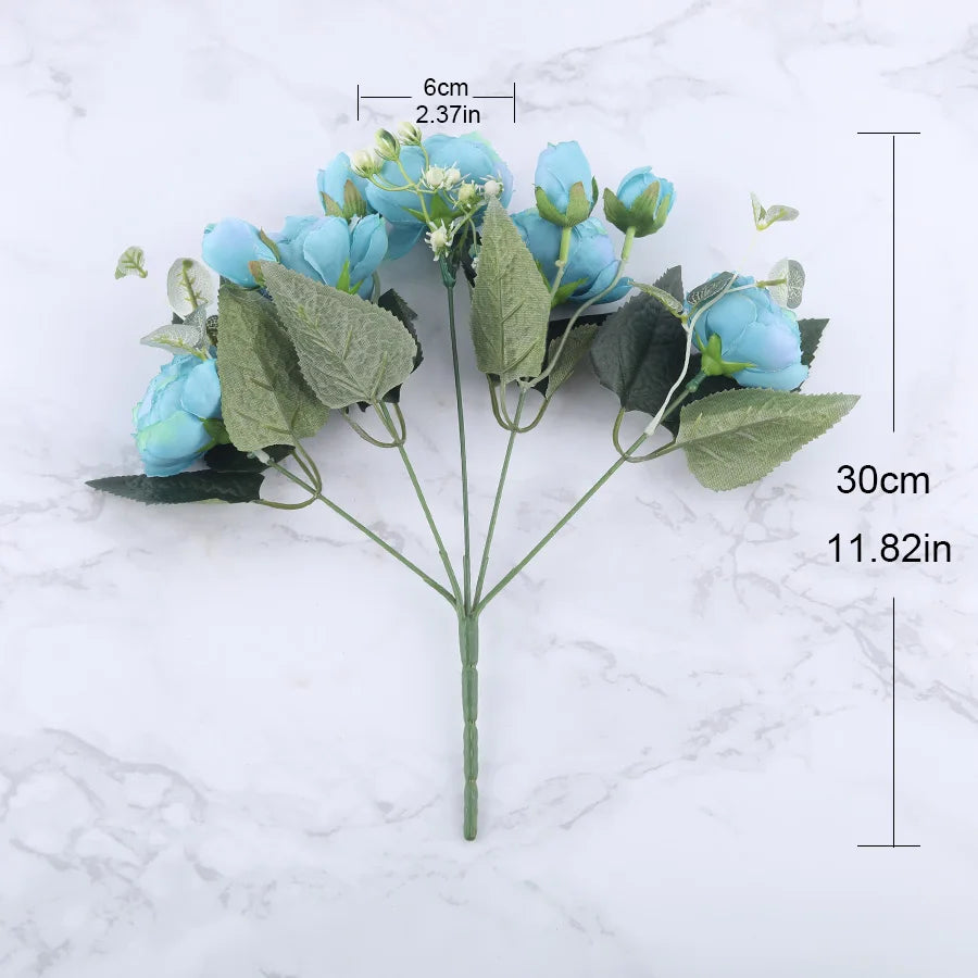bouquet de fleurs artificielles de pivoines en soie pour décoration intérieure - vue 6 sur 18